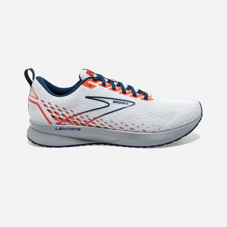 Brooks Levitate 5 Israel - Men's Road Running Shoes - White/Titan/Flame (72458-RHOI)